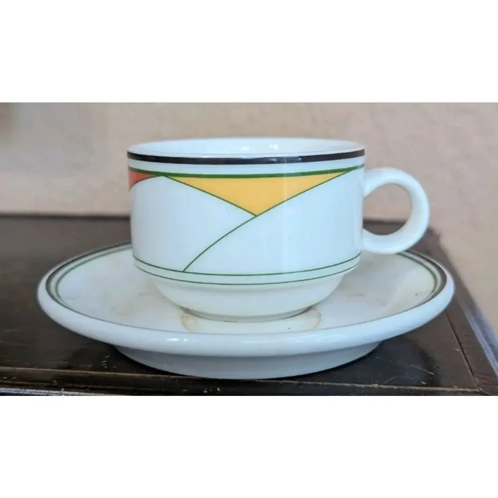 Villeroy & Boch Trio Demitasse Cup Saucer Set Memphis Art Deco Postmodern